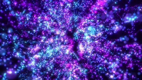 Abstract glowing particles forming a cosmic energy vortex in neon blue Stock Footage 324151119