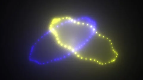 Abstract Glowing Particles Forming Interlocking Rings In Dark Space. Stock Footage 334475553