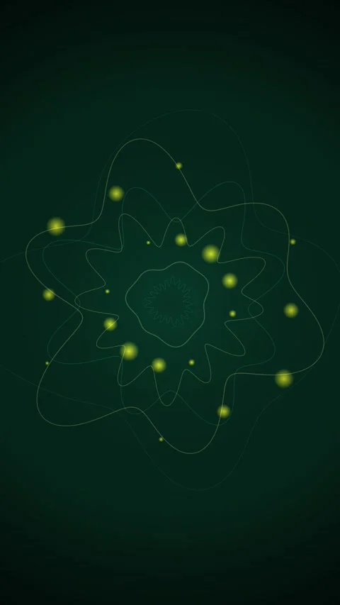 Abstract glowing particles forming a snowflake shape on a dark green backgr.. Stock Footage 347698564