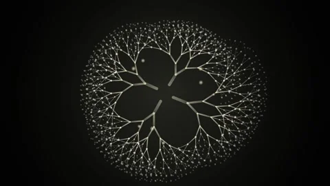 Abstract Glowing Particles Forming Triangle Shape on Dark Background Stock Footage 346661705