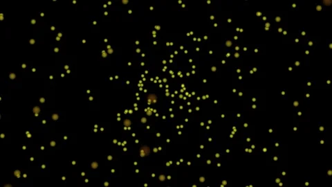 Abstract glowing particles move in dark space, seamless motion background. Video stock 337805254