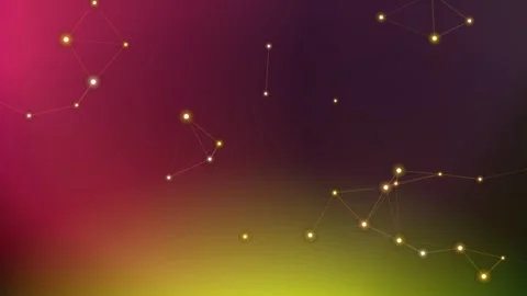 Abstract glowing particles network on vibrant yellow green gradient backgroun Stockbeeldmateriaal 331352756