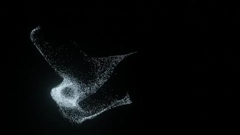 Abstract glowing particles of the planet move chaotically in the dark cosmos Stock Footage 139585788