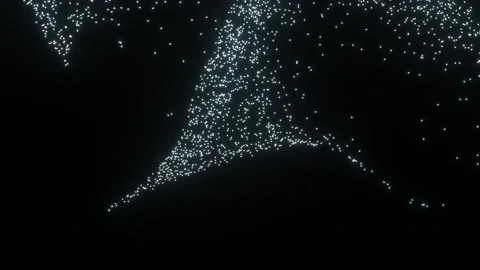 Abstract glowing particles of the planet move chaotically in the dark cosmos Stock Footage 139588198