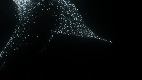 Abstract glowing particles of the planet move chaotically in the dark cosmos Stock Footage 139592282