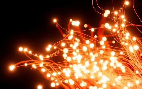 Abstract glowing particles, point explode, 3d rendering. Stock Illustration