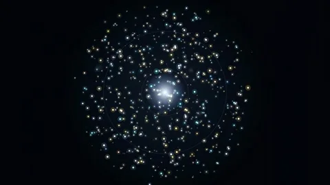 Abstract glowing particles rotating in a circular motion against a dark black Stock Footage 346217011
