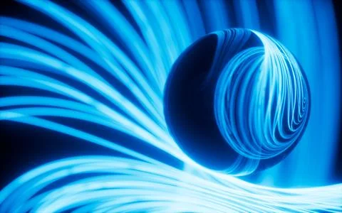 Abstract glowing particles trail, magic glow energy motion particles. Stock Illustration