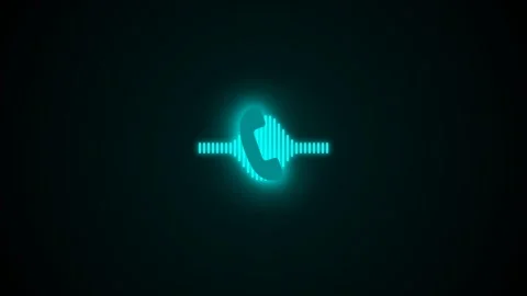 Abstract glowing phone icon on a dark background with digital lines. Stock Footage 344777721