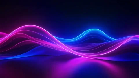 Abstract Glowing Pink and Blue Neon Waves 库存影片 338066634