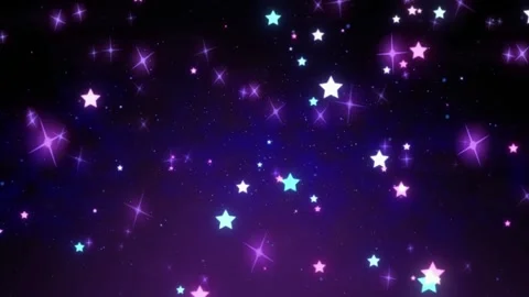 Abstract glowing pink and blue stars floating in dark cosmic space background Vidéo 345330045