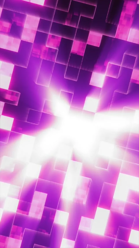 Abstract glowing pink cubes forming a digital grid with light rays and refl.. Stock Footage 320701069