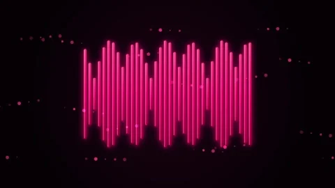 Abstract glowing pink neon equalizer bars with floating particles creating .. Stock Footage 346845573