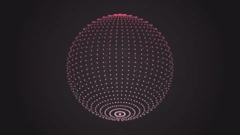 Abstract glowing pink particle sphere rotating digital network connection m.. Stock Footage 346241625