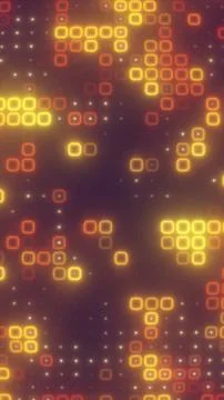 Abstract glowing pixel grid in warm yellow and red tones, futuristic digita.. 스톡 일러스트