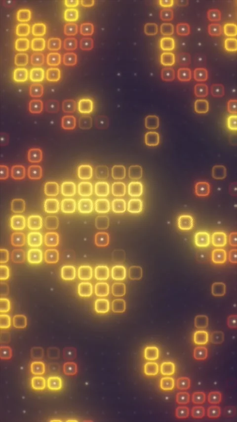 Abstract glowing pixel grid with yellow and orange square lights, digital p.. Stock Footage 333531737
