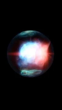 Abstract glowing plasma orb with red and blue energy core inside a glassy s.. 스톡 일러스트