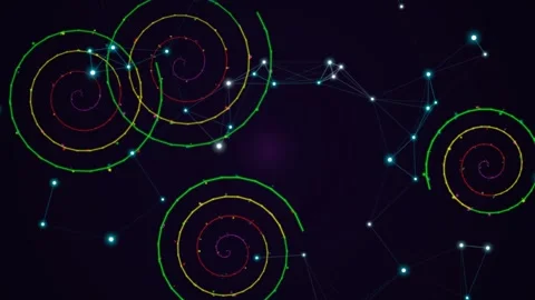 Abstract Glowing Plexus and Concentric Spirals 動画素材 333695531