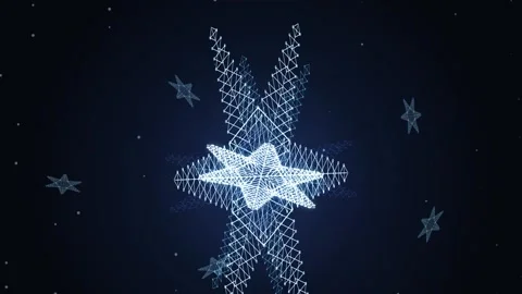 Abstract glowing plexus network with futuristic geometric star patterns on .. Stock Footage 346001435