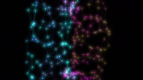 Abstract Glowing Plexus Network Loop with Colorful Connected Nodes Stock Footage 345317020