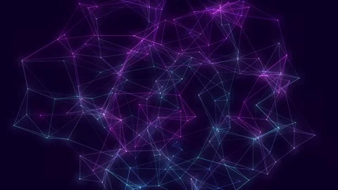 Abstract Glowing Plexus Network Loop with Purple and Cyan Connecting Lines Stock Footage 346372407