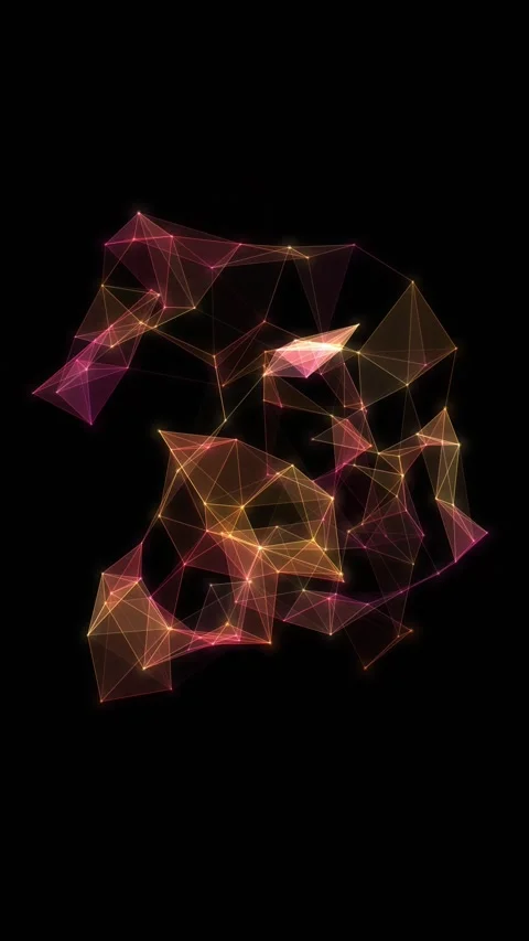 Abstract Glowing Plexus Network Loop Animation with Warm Ember Particles Stock Footage 346372600