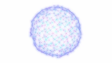 Abstract Glowing Plexus Network Sphere Rotating on White Background Stock Footage 345314525