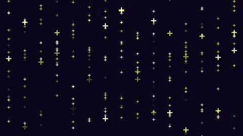 Abstract glowing plus symbols drifting on dark background, seamless tech pattern Stock Footage 333782765