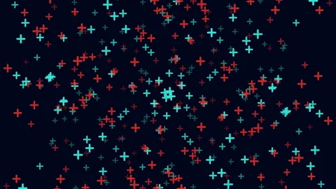 Abstract glowing plus symbols floating on dark background, medical data concept Stock-Footage 333179313