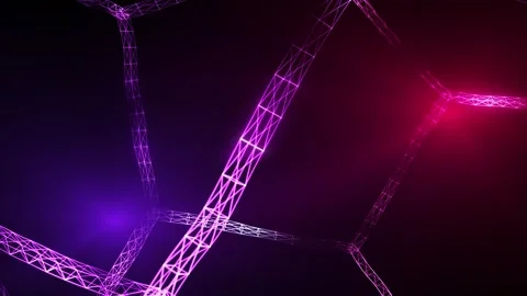 Abstract glowing polygonal network with neon purple and pink Stock Footage 328238426