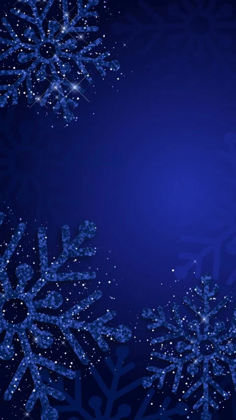 Abstract glowing polygonal snowflakes on dark blue background. Festive winter Stock Footage 294623339