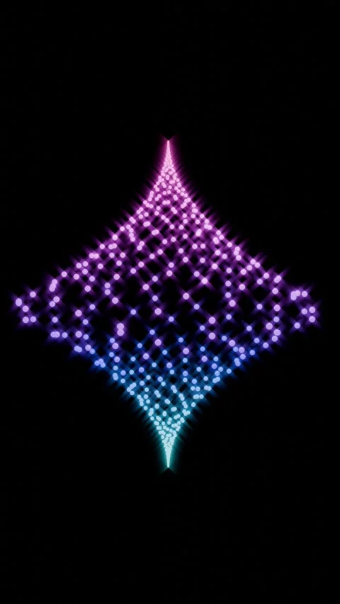 Abstract Glowing Purple and Blue Particle Diamond Shape Motion Background Loop. Video stock 346249611