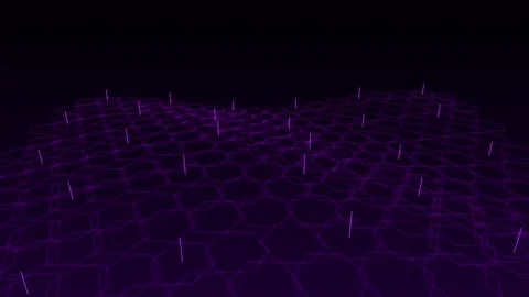 Abstract Glowing Purple Hexagonal Mesh Pattern Floating Over A Dark Infinit.. Stock Footage 346068274