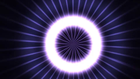 Abstract glowing purple light ring with radiant sunburst rays motion background Stock Footage 346679991