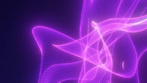 Abstract glowing purple light waves forming fluid geometric shapes Stock Footage 321813895