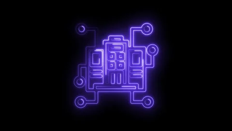 Abstract glowing purple neon circuit board schematic representing digital Stock-Footage 333967710
