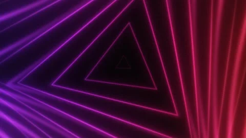 Abstract glowing purple neon triangular tunnel with perspective lines Stock Footage 319759840