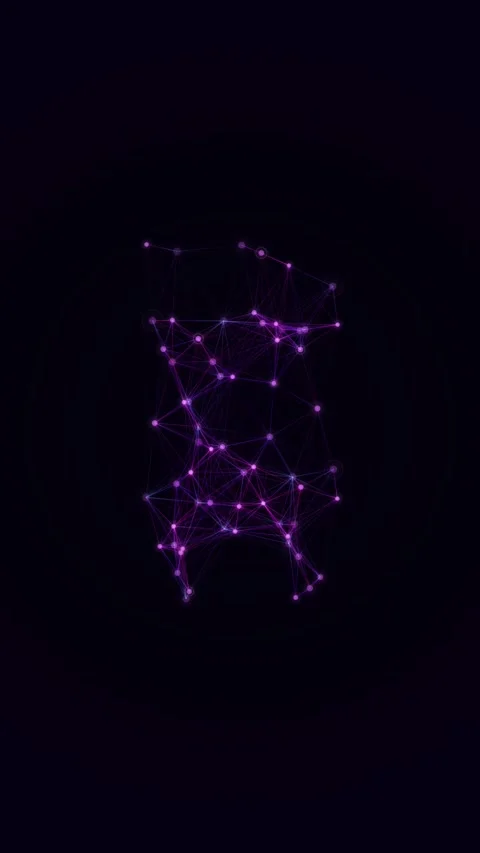 Abstract Glowing Purple Network Nodes and Connections on Dark Background Stock Footage 346205600