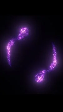 Abstract glowing purple particle ring with two bright clusters in a cosmic-.. Stock Illustration