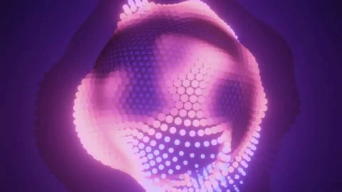 Abstract glowing purple sphere of 3D digital particles in motion Video stock 336049355