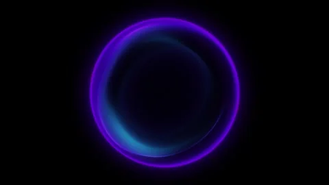 Abstract glowing purple sphere edge on dark background. Neon orb rim light .. 스톡 동영상 333549897