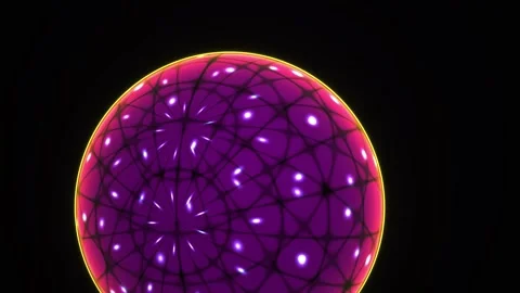 Abstract Glowing Purple Sphere with Geometric Grid Pattern Animation. Stock Footage 341791693