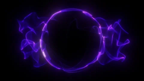 Abstract glowing purple sphere made of digital waves on a dark background. .. Vídeos de archivo 335242929