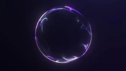 Abstract glowing purple sphere made of energy threads in dark space. Perfec.. Stock Illustration