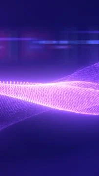 Abstract glowing purple wave of digital light particles moving smoothly acr.. Stock Illustration