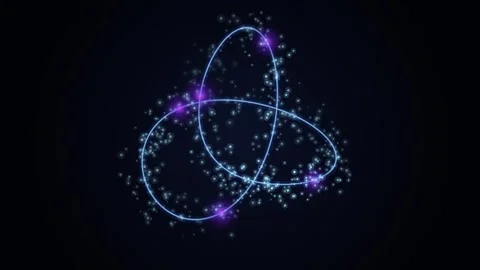 Abstract glowing quantum atom model with swirling energy particles on black.. Stock Footage 346723368