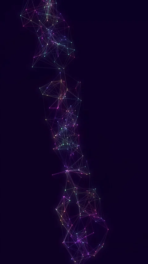 Abstract Glowing Rainbow Plexus Network Loop in Vertical Format Stock Footage 347252599