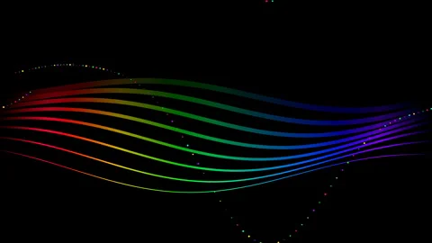 Abstract Glowing Rainbow Wave Lines Flowing on Dark Background Stock Footage 342320165