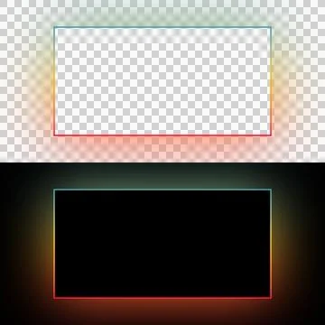 Abstract Glowing Rectangular Frame Light Overlay Isolated on Transparent Backgro Stock Illustration