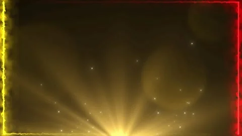 Abstract glowing rectangular frames with radiant golden light rays and floating Stock Footage 345332654